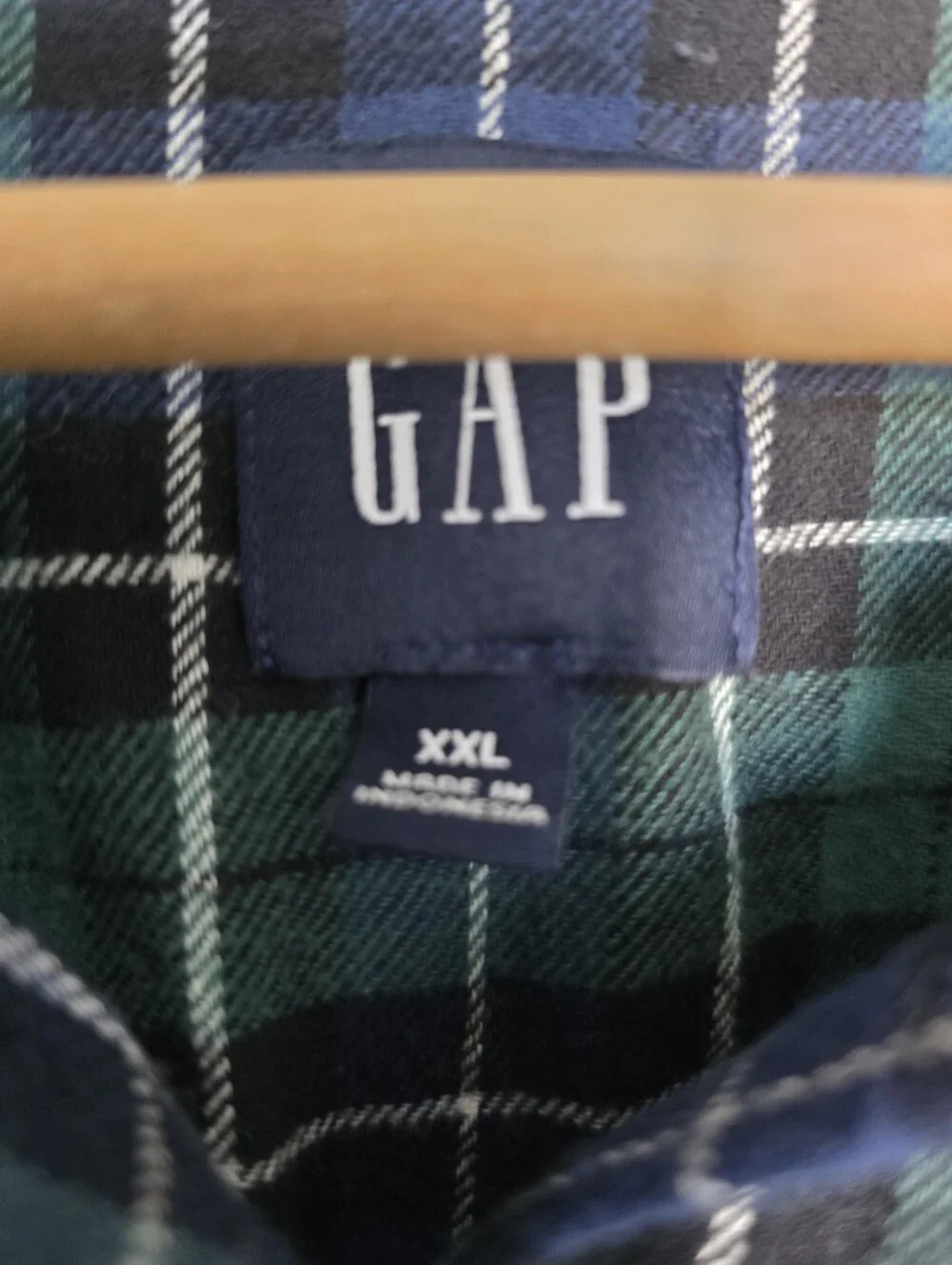 Gap XXL Blue Green Plaid Flannel Button Front Shirt Oversized Pocket Top Women
